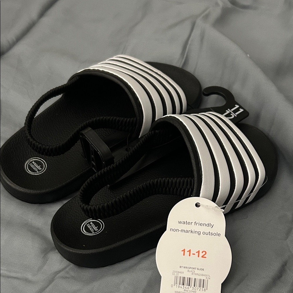 Black and White Striped Slides - Picture 2 of 2
